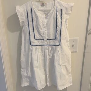 Crewcuts White Dress with Blue Trim